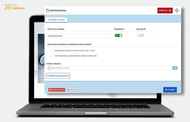 Nueva actividad externa en las actualizaciones evolCampus