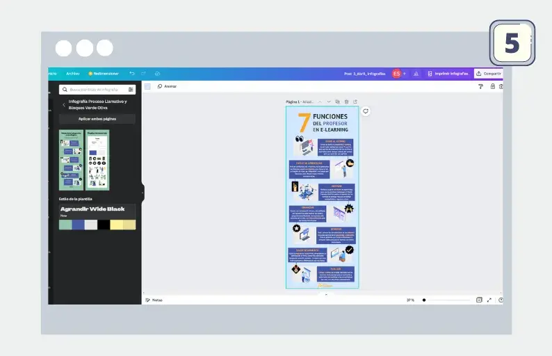 Paso 5 de creación de infografías en Canva