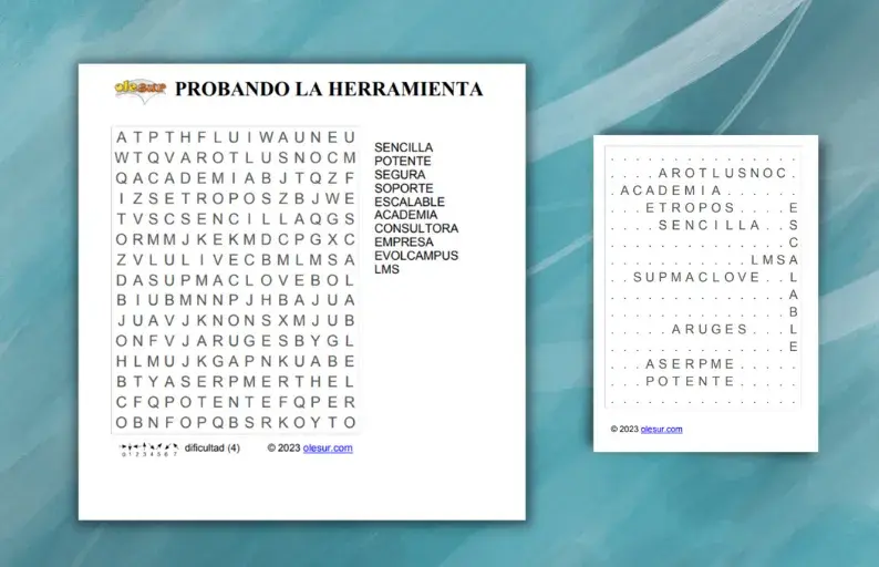 Olesur, programa para hacer una sopa de letras virtual
