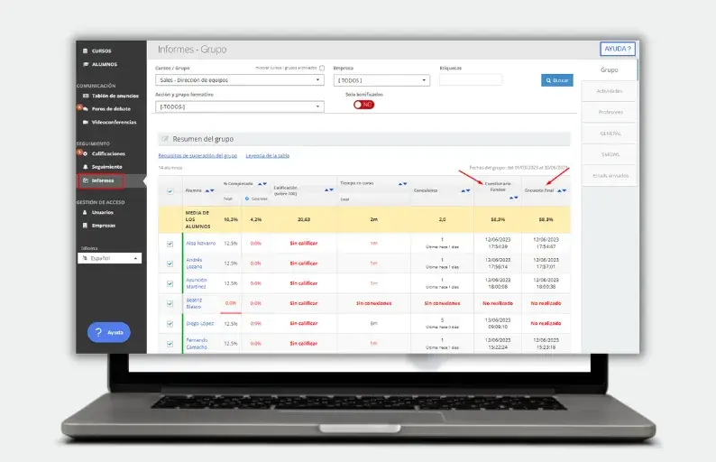 Información sobre encuestas realizadas por los alumnos