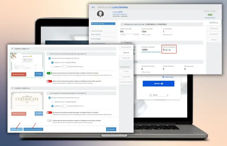 Configurar varios diplomas en un grupo. Actualización evolCampus marzo 2024