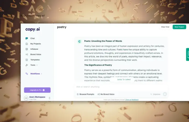 Copy.ai texts with artificial intelligence 10 times faster