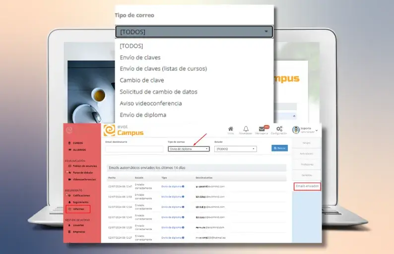 Informe de email enviados