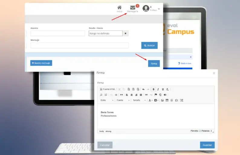 Inserción automática de firma en mensajes