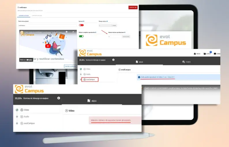 Limitación en número de reproducciones de vídeos y audios